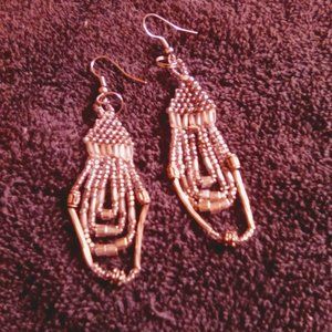 Hand Crafted  Silver Beaded Earrings